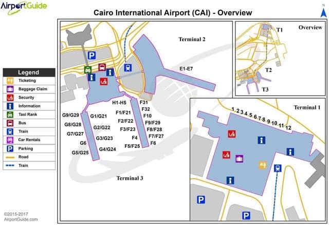 Caïro luchthaven terminal kaart